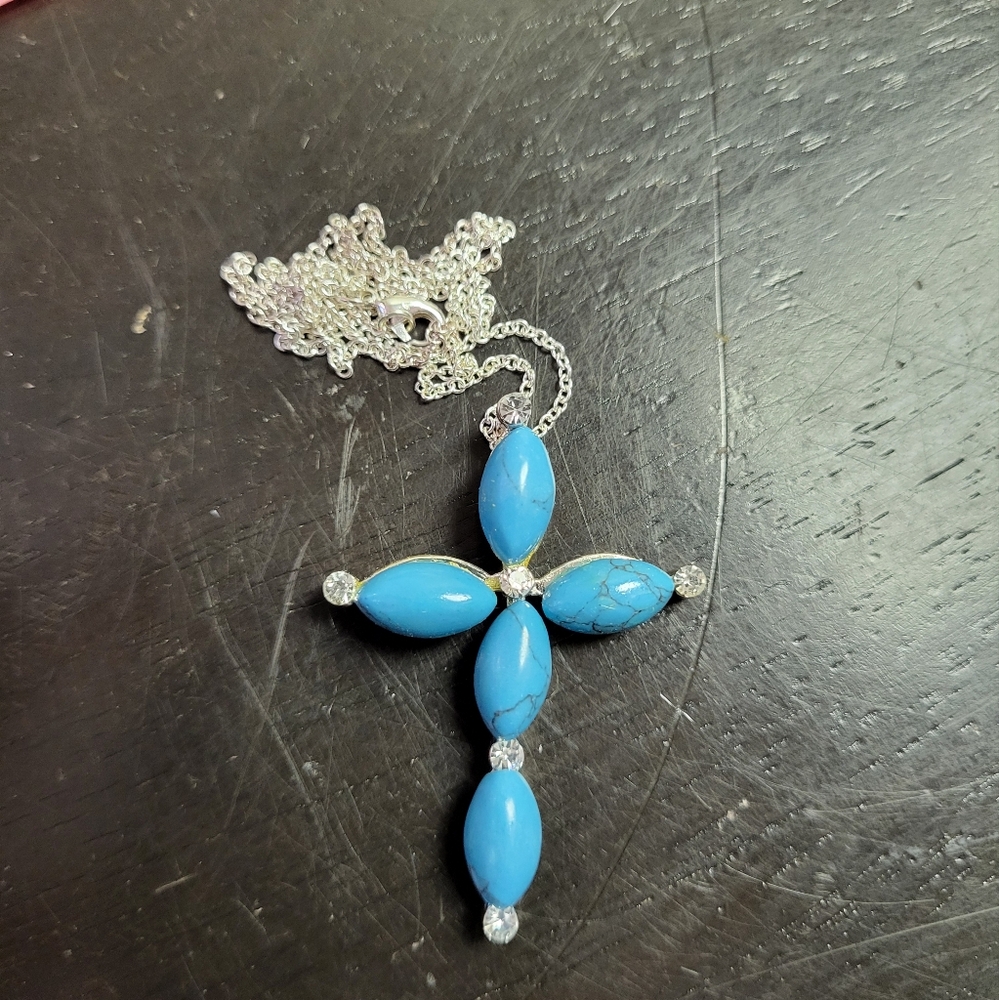 Costume Blue Cross Necklace